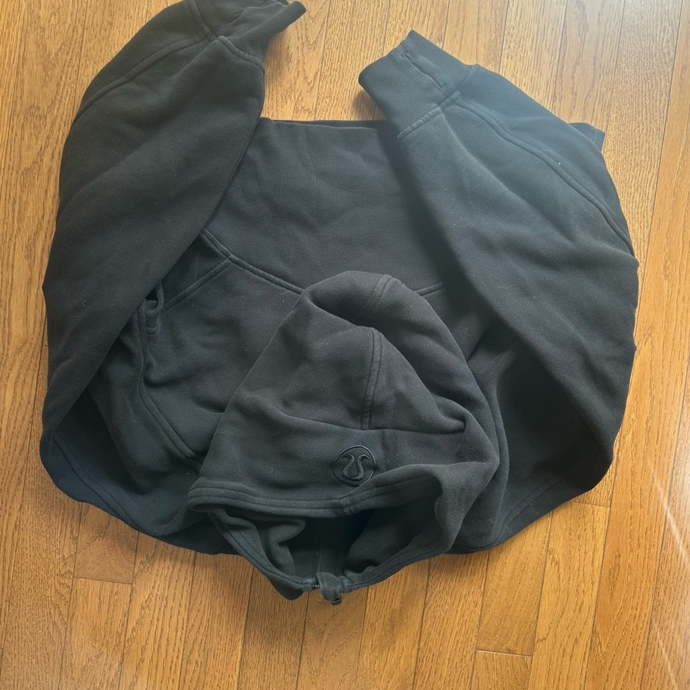 lululemon athletica Black Half-Zip Hooded Sweatshirt cropped - Picture 3 of 3